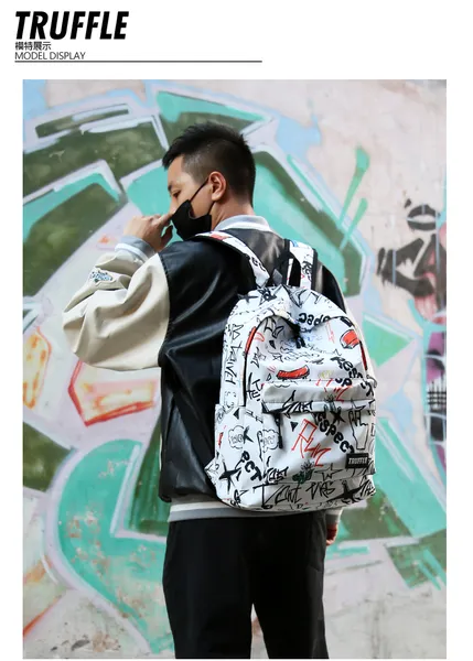 TRUFFLE Graffiti Printed Waterproof, Soft, Trendy Backpack With 16" Laptop Storage Capacity For Men Unisex T2296M